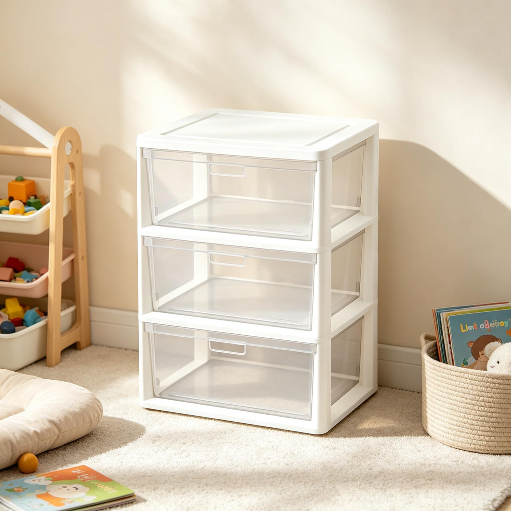 White 3-Drawer Plastic Rolling Storage Cart O900633