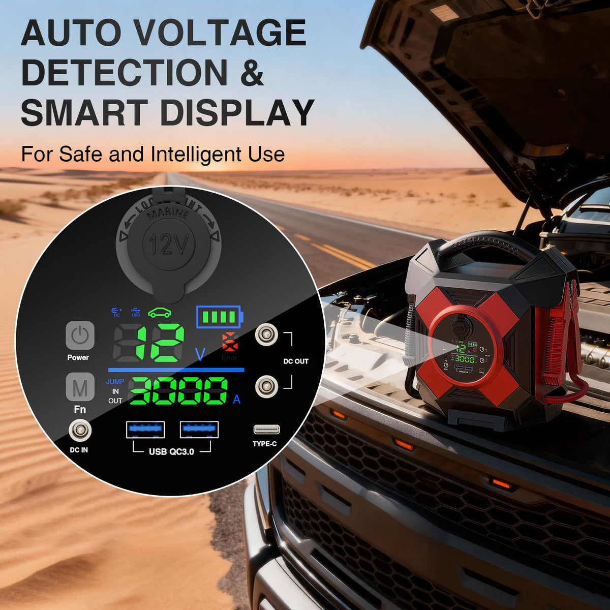 Heavy Duty Truck Jump Starter 30000A Peak 12V Lithium Battery Booster Pack M112