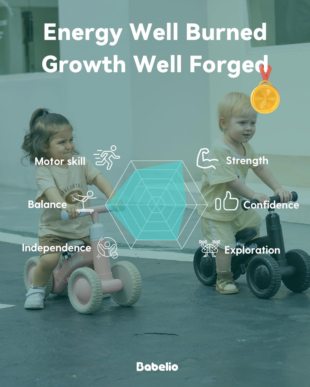 Green Adjustable 4 Wheels Baby Balance Bike B529