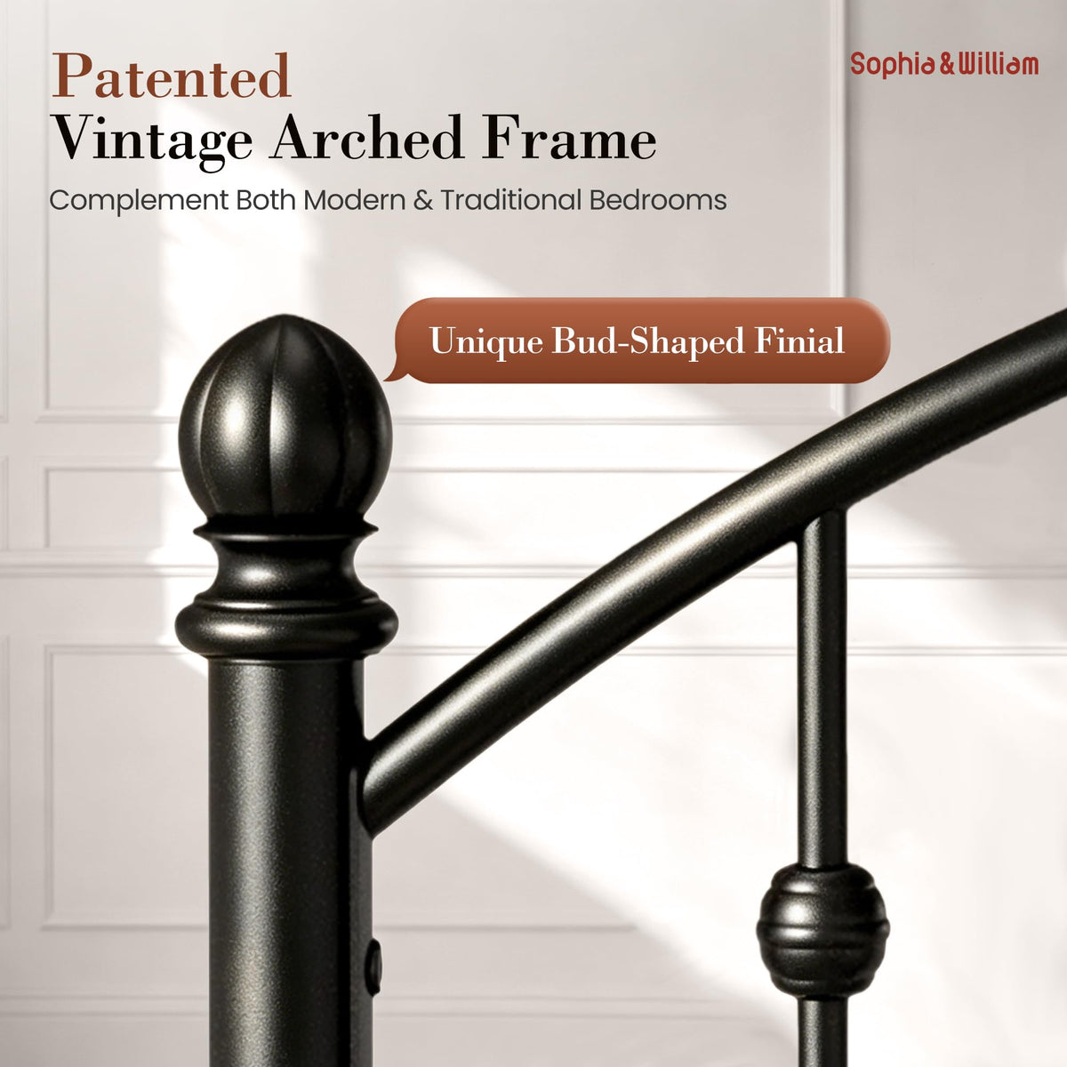 Full Size Metal Bed Frame with Tall Headboard O2078