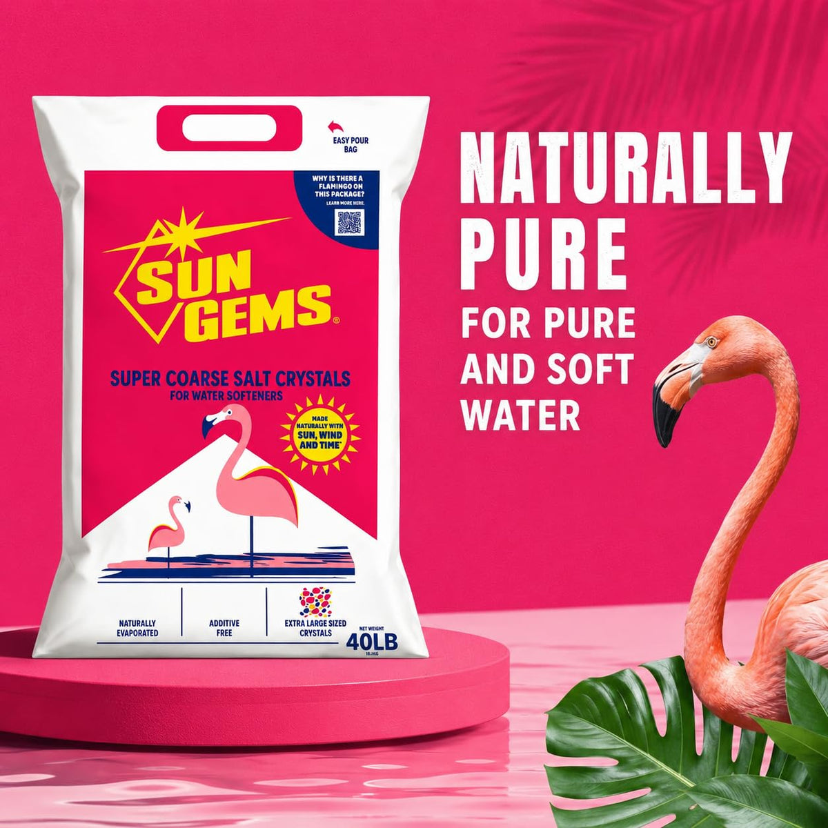 Super Coarse Water Softener Salt Crystals 40 lb Additive Free K90845