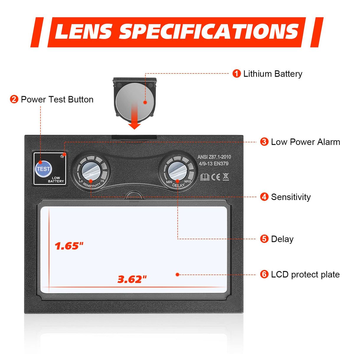 Auto Darkening Welding Lens B136