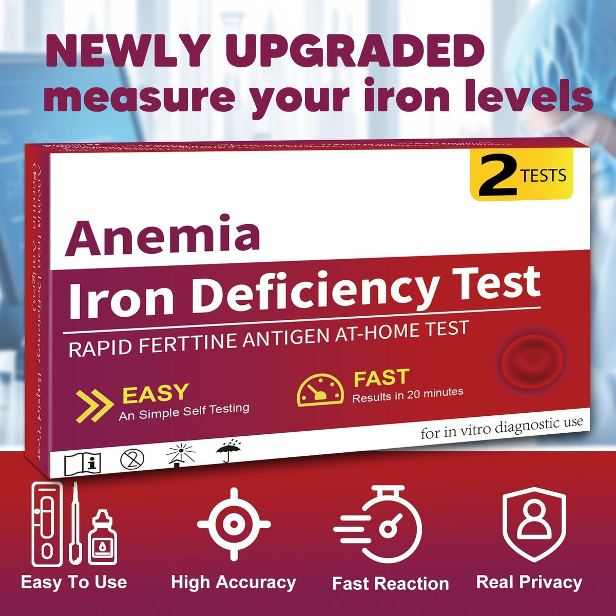Iron Deficiency Home Test Kit 2 Tests D43349