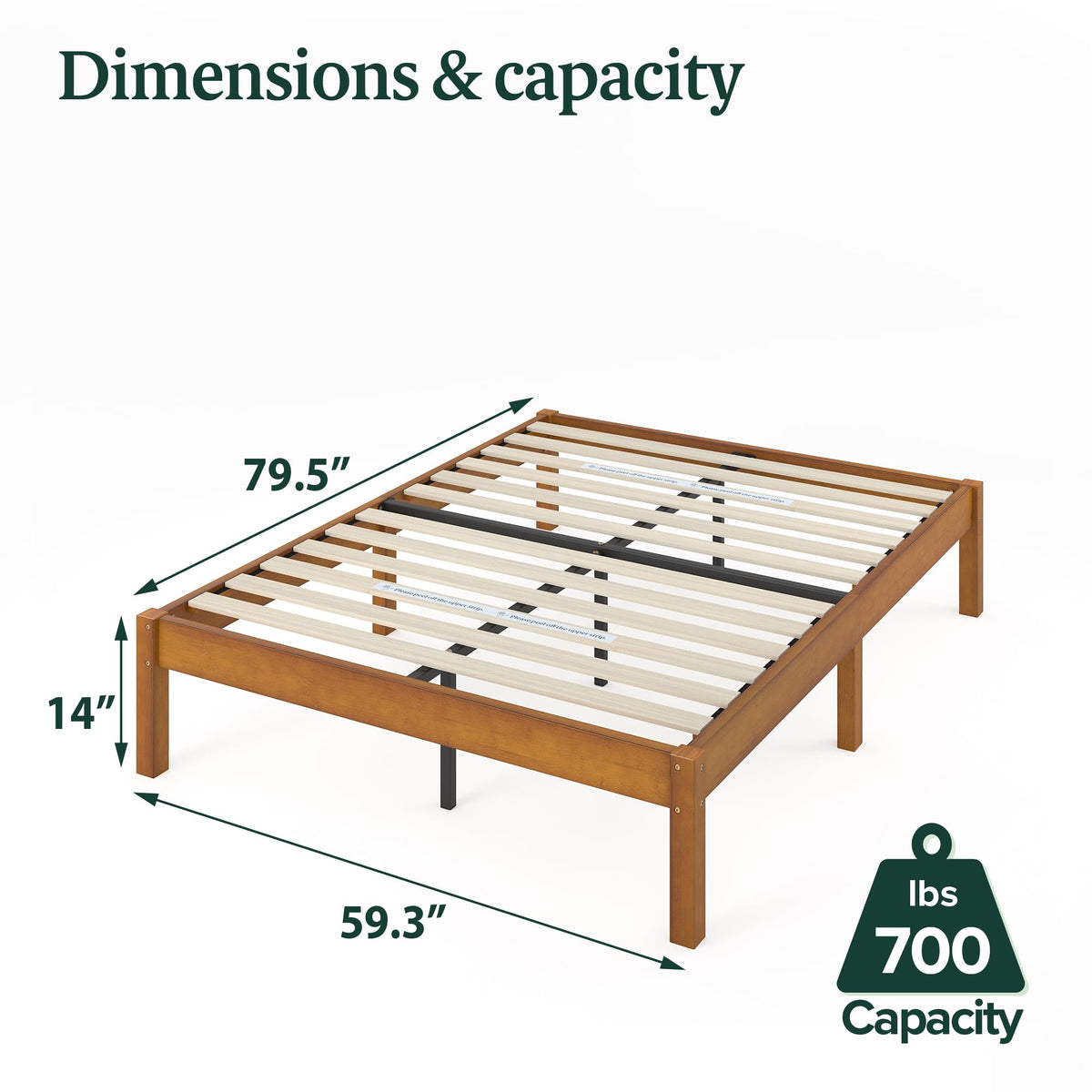14 Inch Bamboo Platform Bed Frame, Queen Y7010