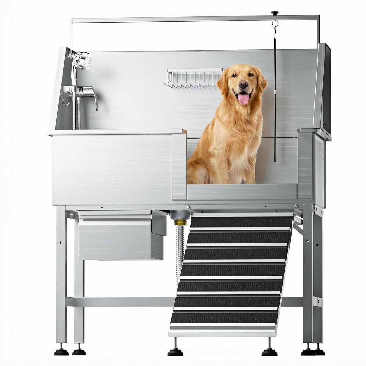 46" Stainless Steel Dog Washing Station with Storage Drawer O386931
