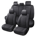 Black Faux Leather Car Seat Cover Full Set X7460