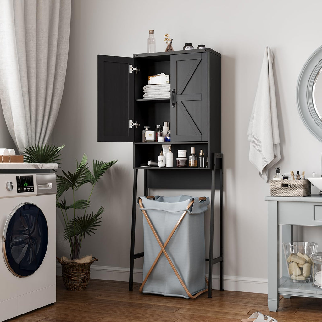 Over The Toilet Storage Cabinet with 2-Door Design Black Y2571