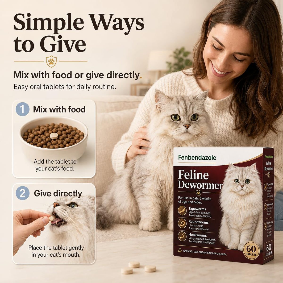 Cat Dewormer Tablets 60 Tablets Y508519