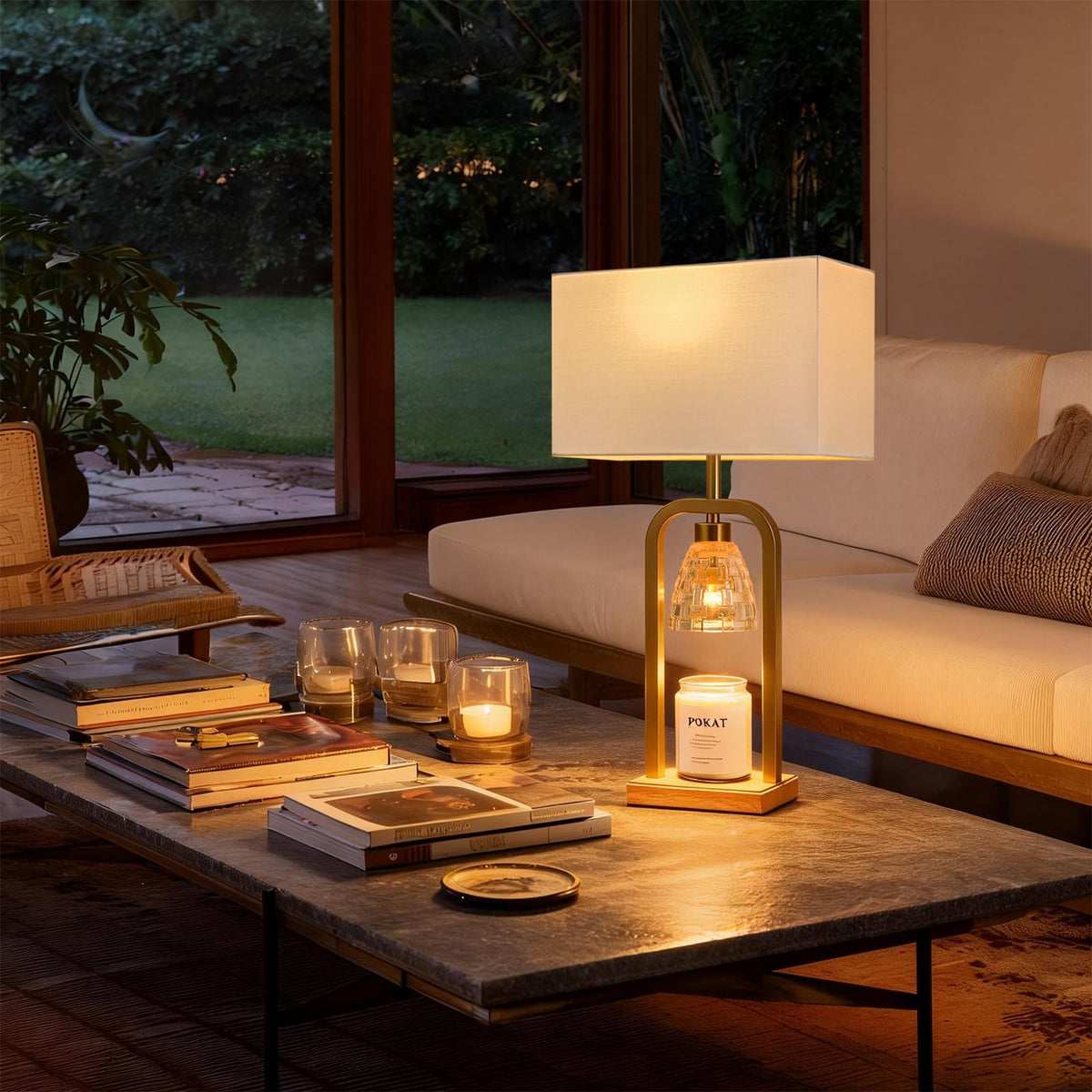2 in 1 Gold Table Lamp with Candle Warmer H2261