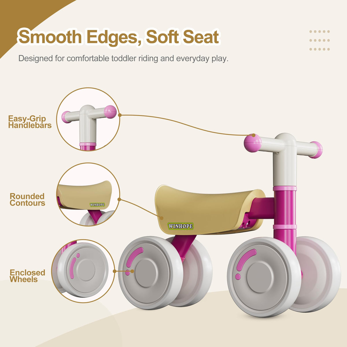 Baby Balance Bike 4-Wheel Q32749