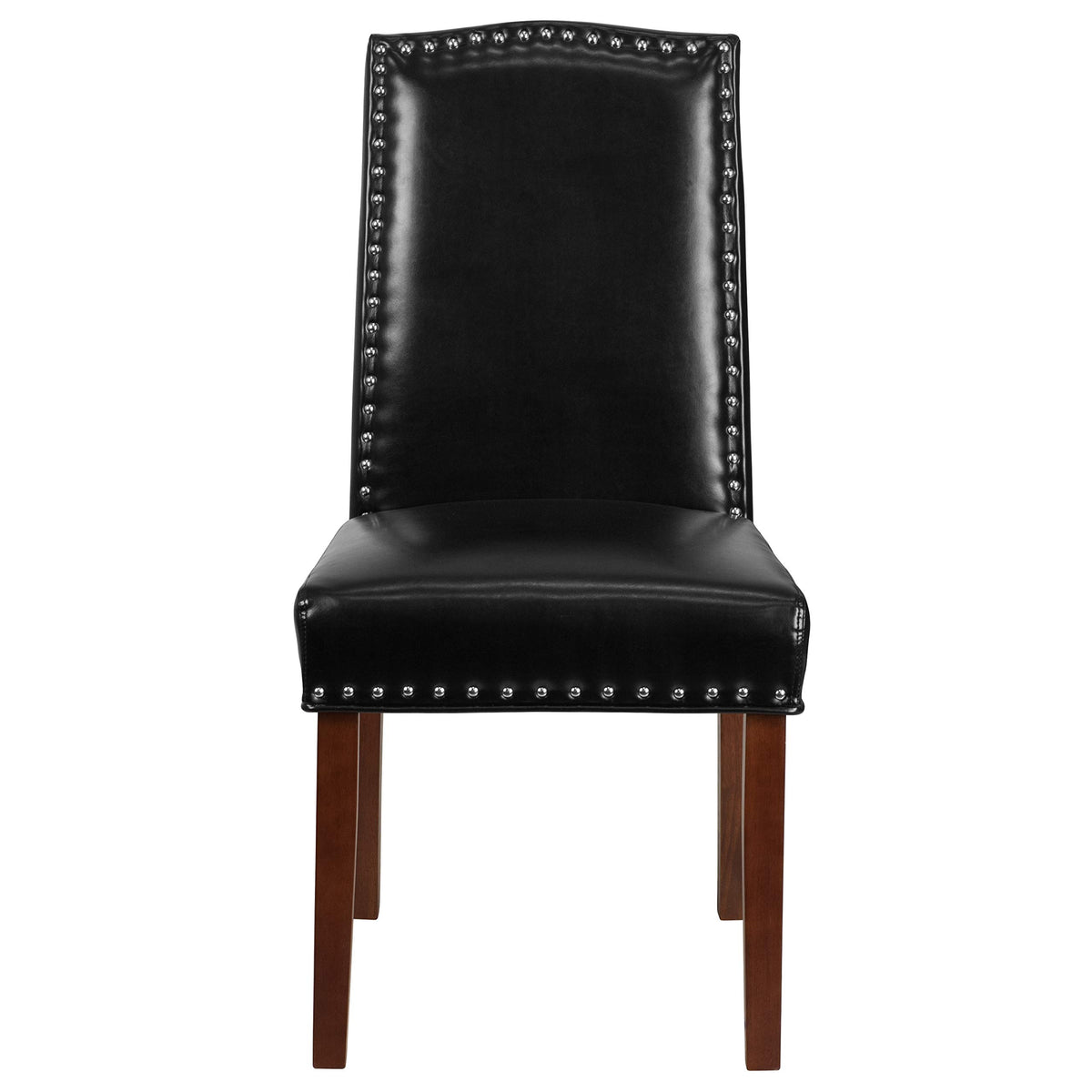 Black Faux Leather Parsons Chair with Nailhead Trim P96136