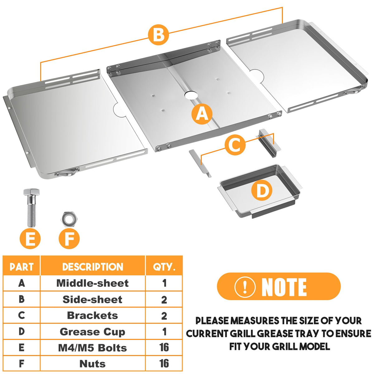 Grease Tray with Catch Pan (25-34 inch) O178493