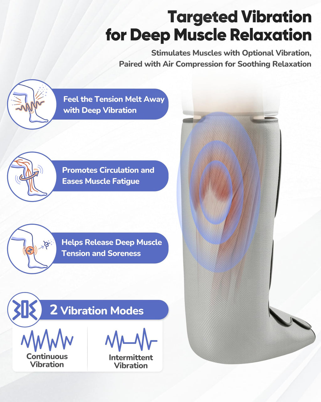 Air Compression Leg Massager with Heat, 9 Intensity, 4 Modes, 3 Heating A324