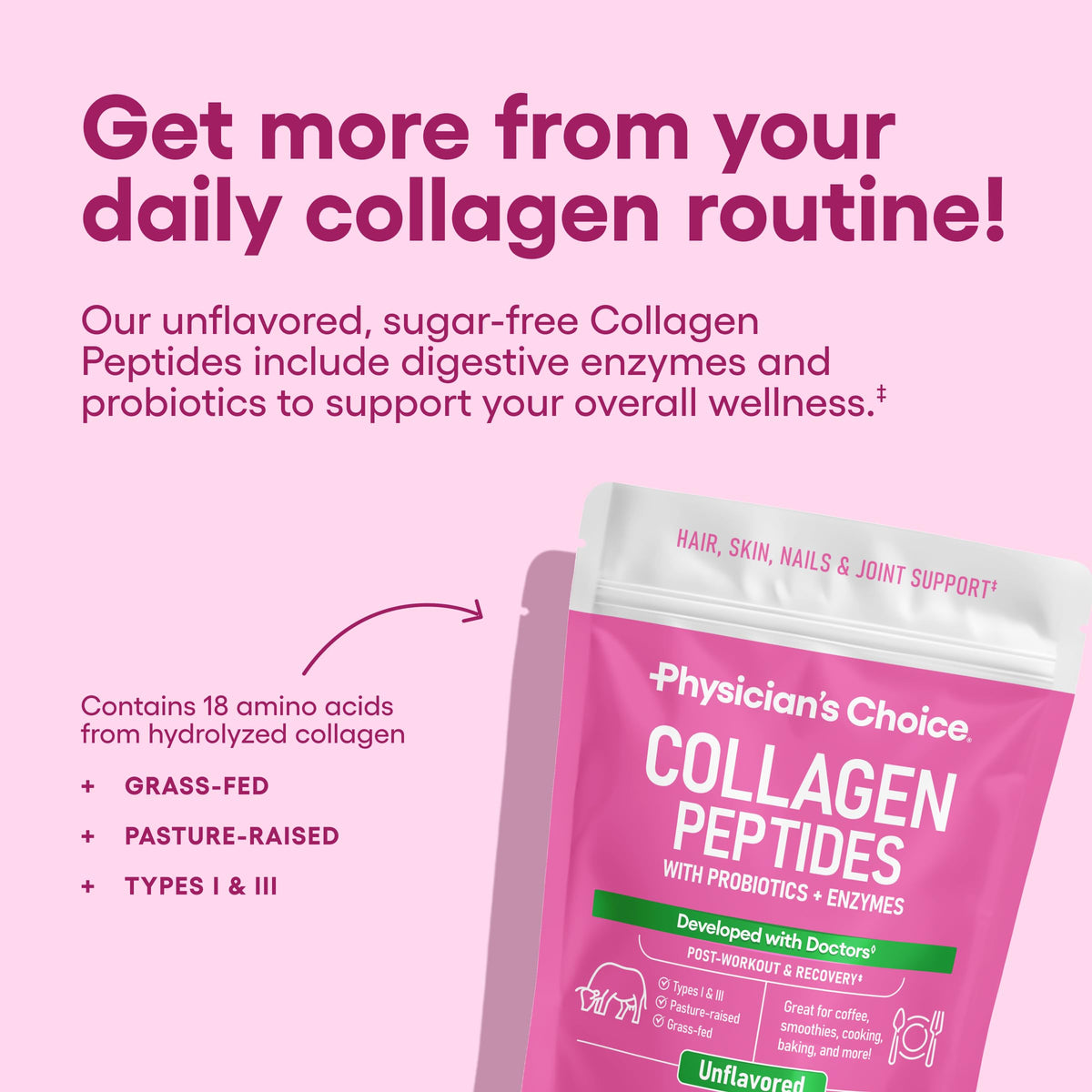 Collagen Peptides Protein Powder Grass Fed 35 Servings W7957