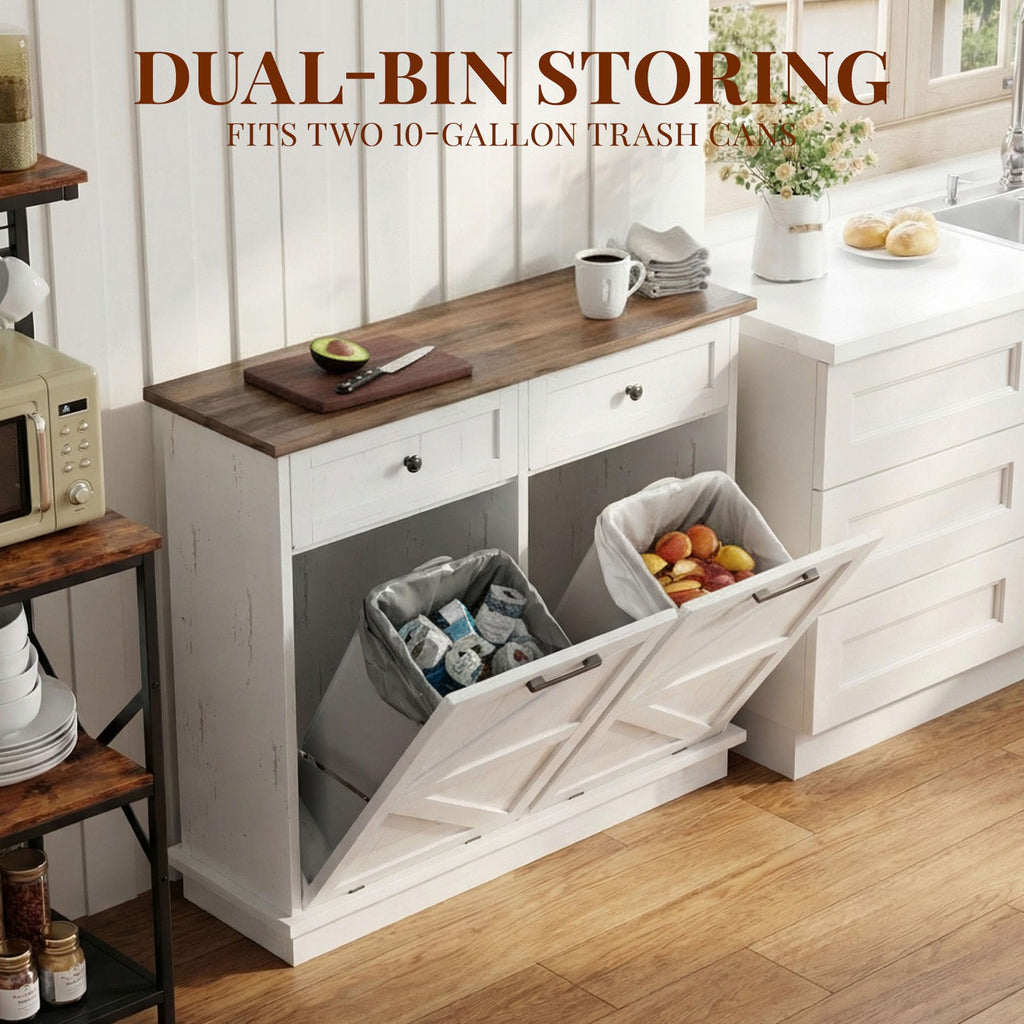 10 Gallon Double Tilt Out Trash Can Cabinet A9093