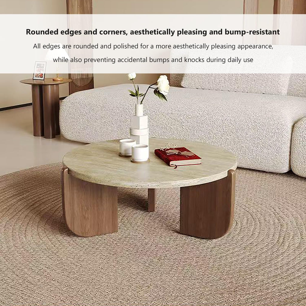 Solid Wood Stone Top Coffee Table C6554