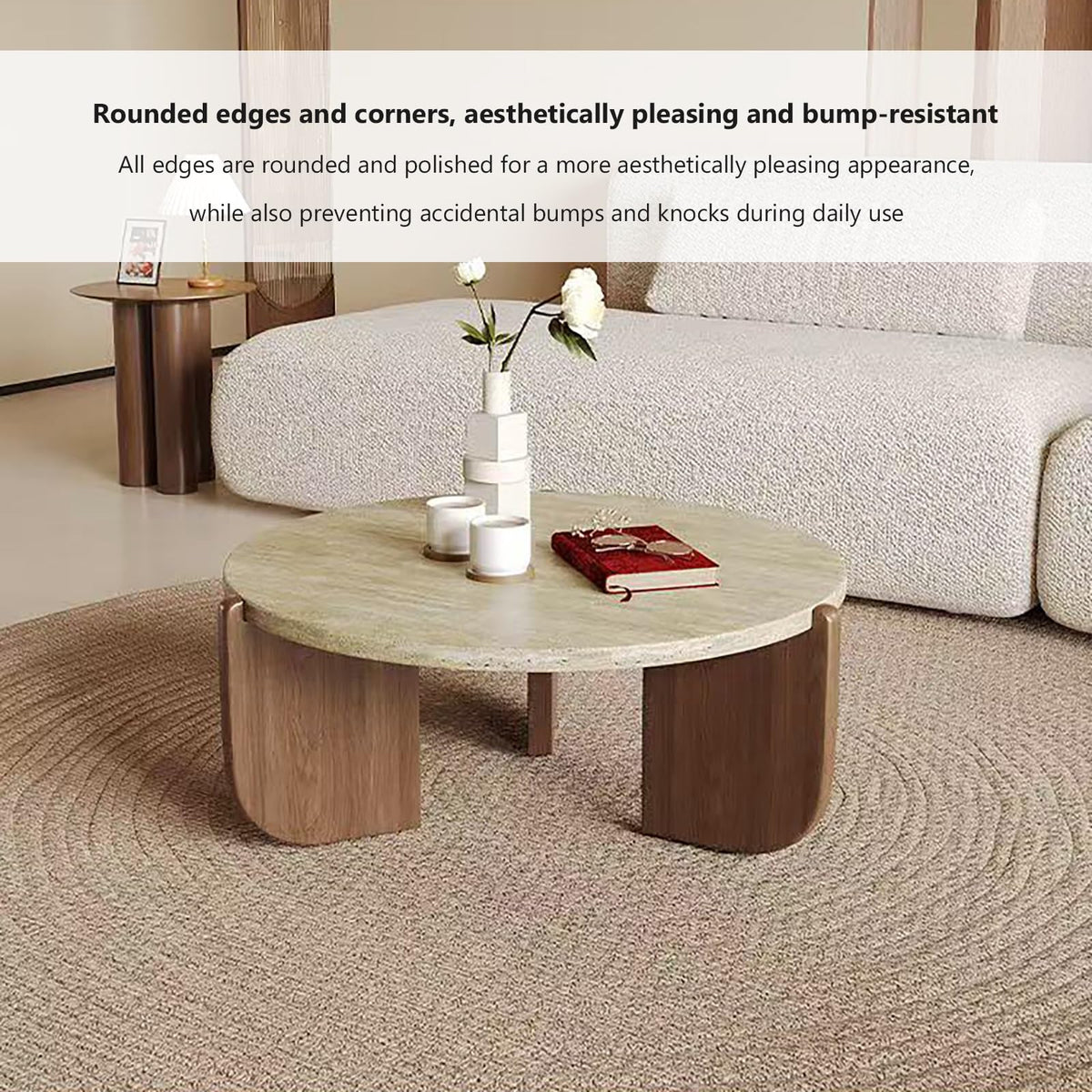 Solid Wood Stone Top Coffee Table C6554