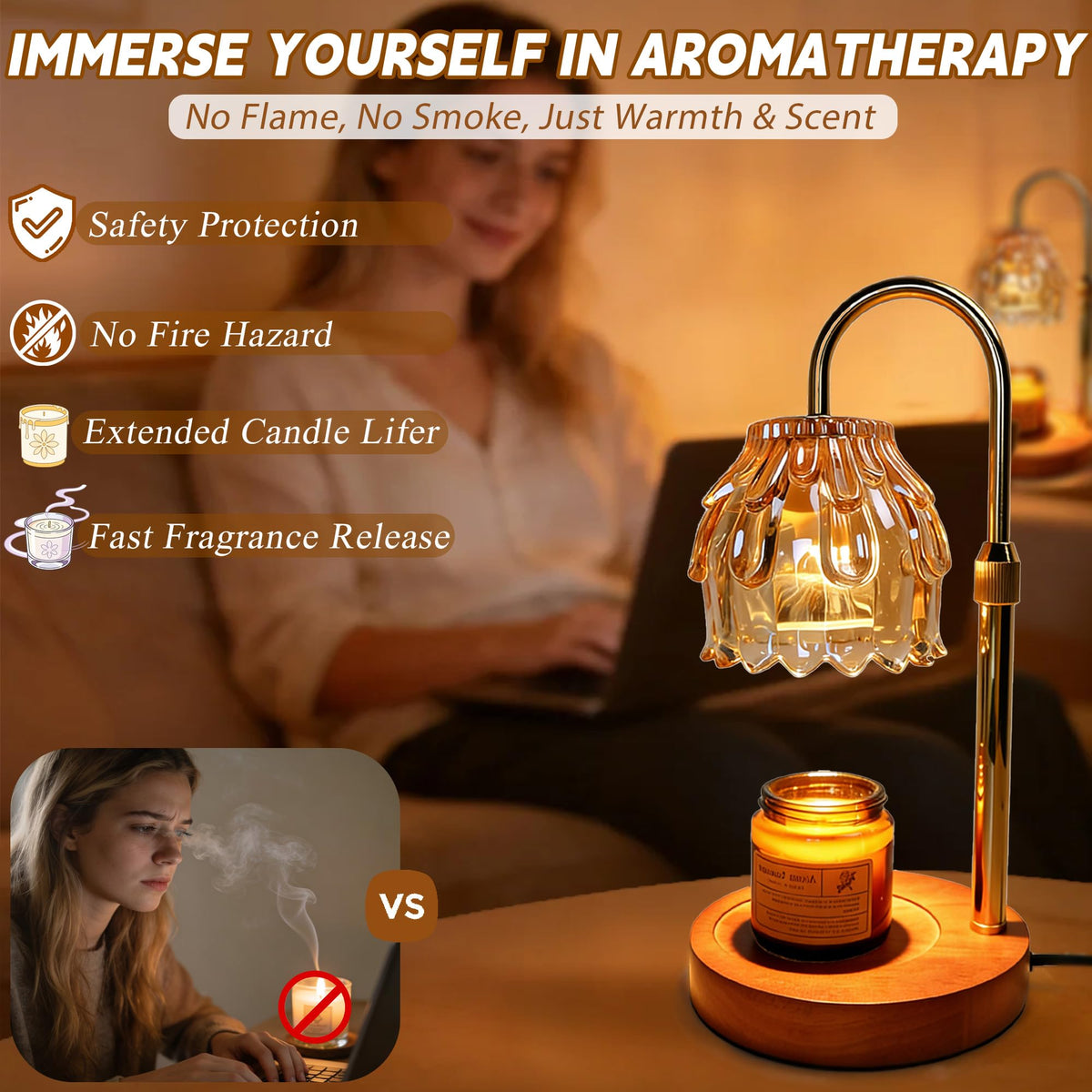 Candle Warmer Lamp with Timer Dimmable Adjustable Height I6280
