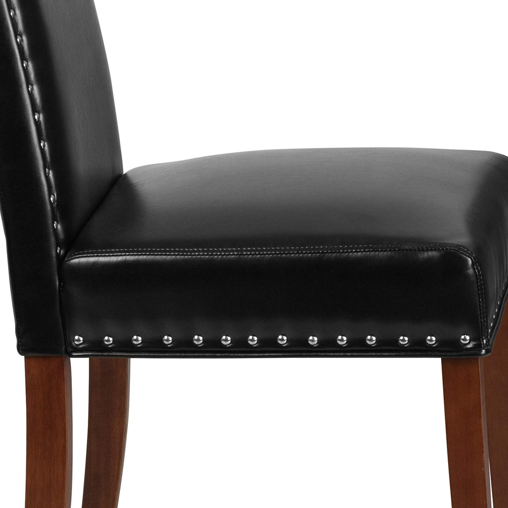 Black Faux Leather Parsons Chair with Nailhead Trim P96136