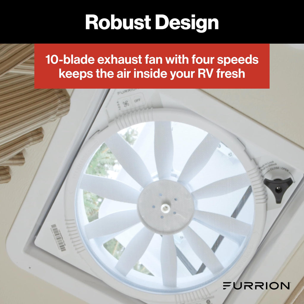 14" RV Rooftop Vent Exhaust Fan with Lid, White P72480