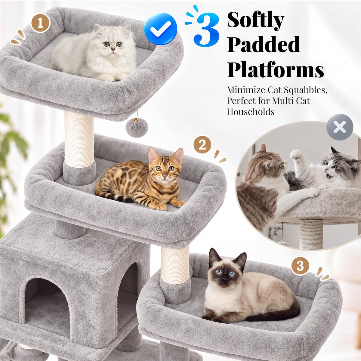 Cat Tree Tower with 3 Platforms F955915