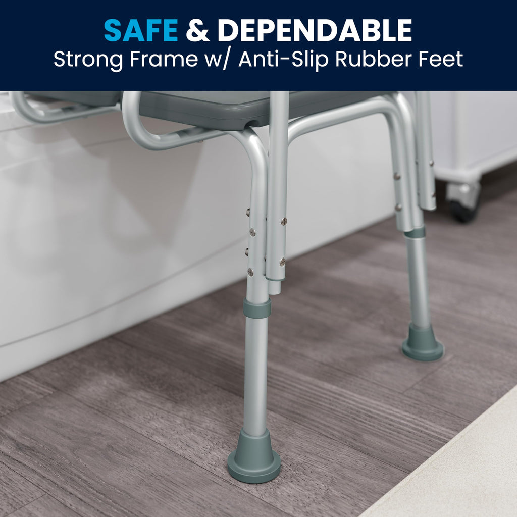 Adjustable Gray Bath & Shower Transfer Bench with Back and Side Arm Q303959