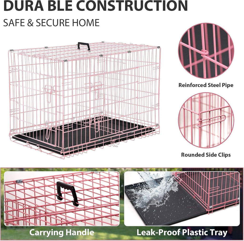 36 Inch Foldable Metal Dog Crate with Double Doors J606