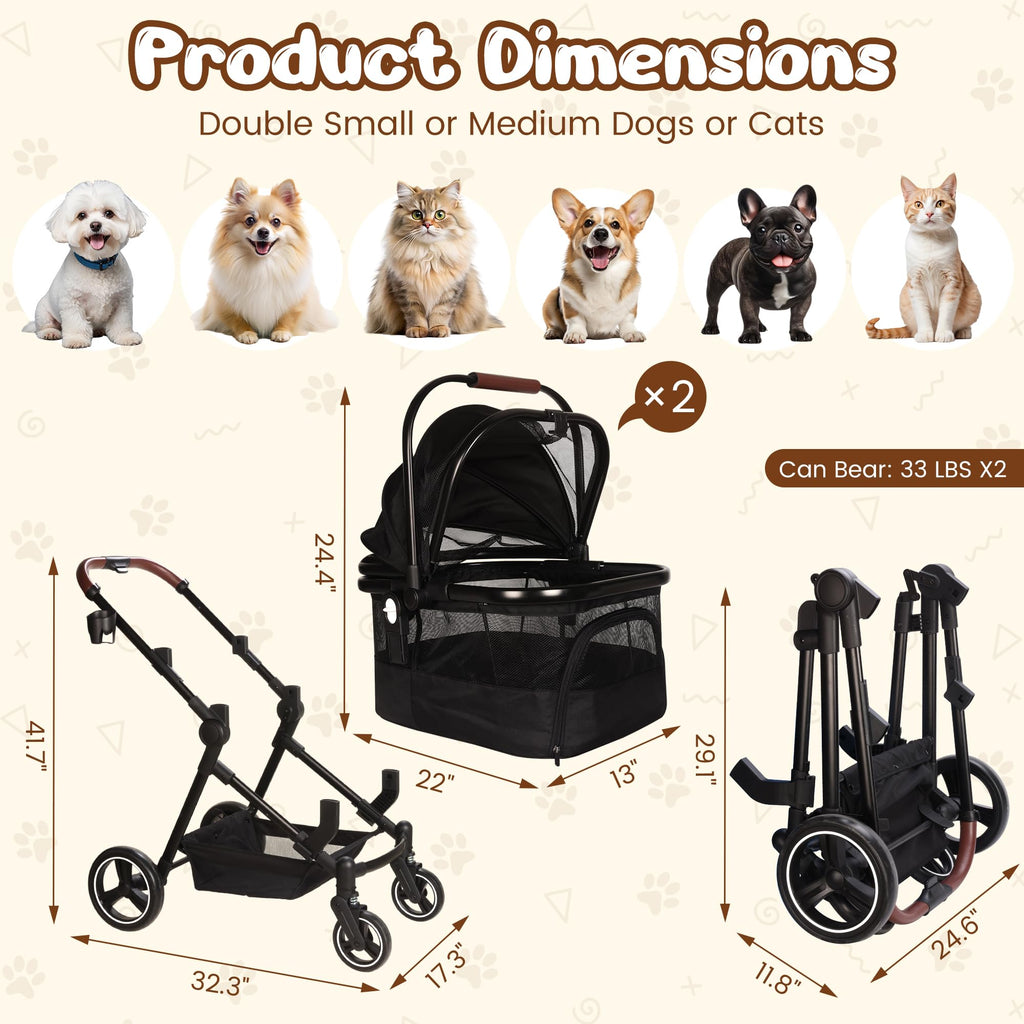 Foldable Double Pet Stroller A4572