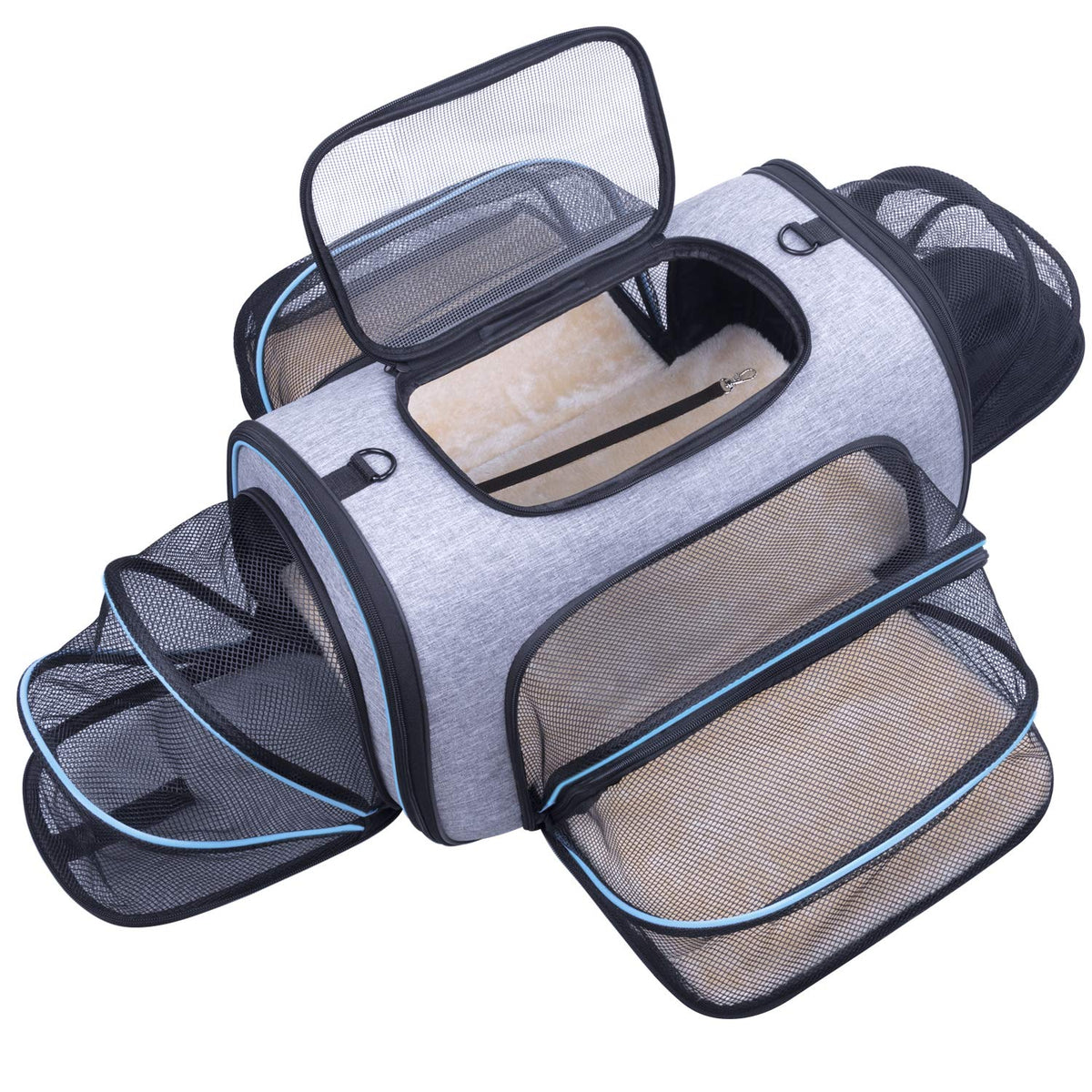Airline Approved Expandable Soft Sided Pet Carrier with Fleece Pad Z256