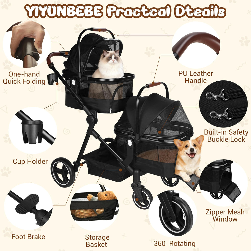 Foldable Double Pet Stroller A4572