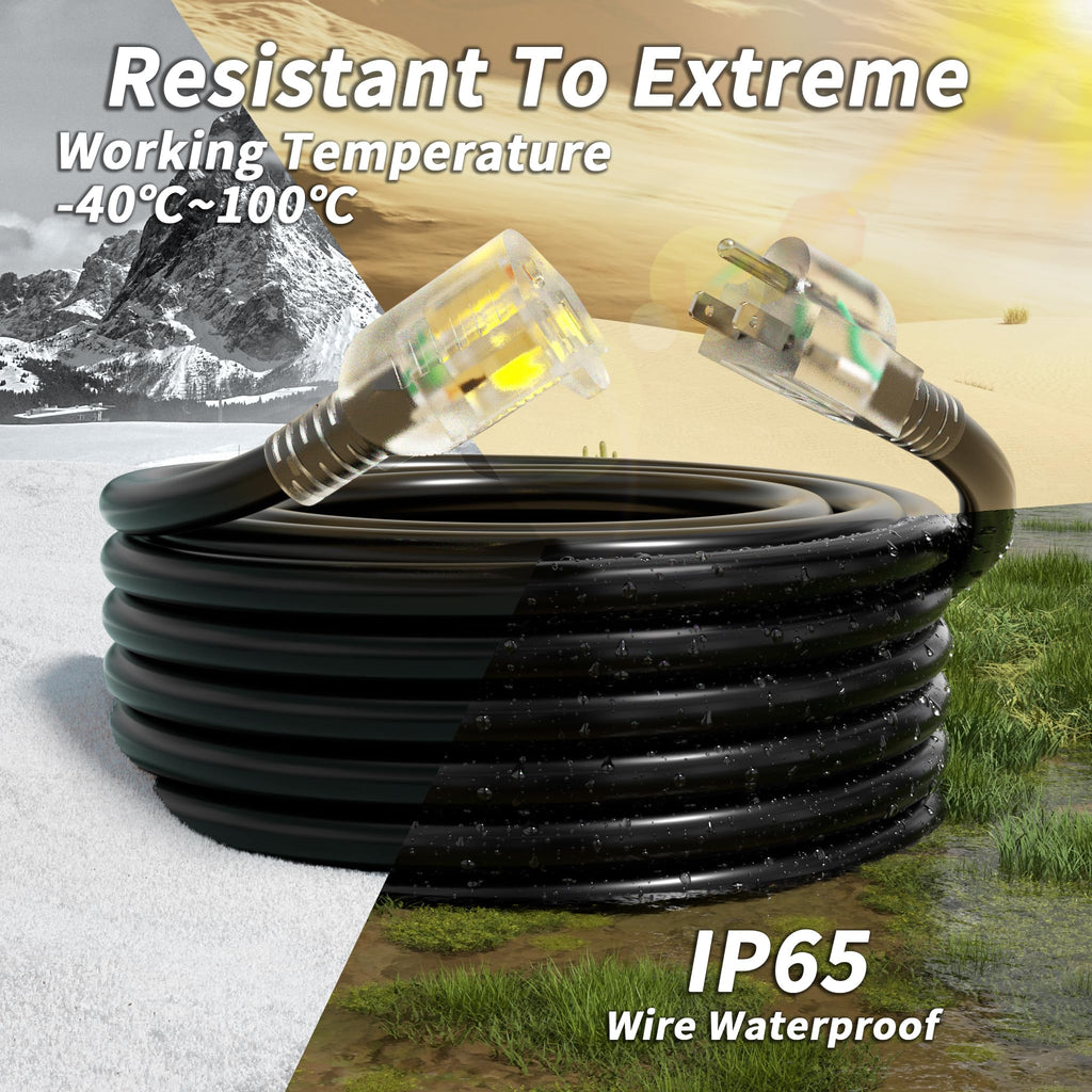 100ft 10 Gauge Waterproof Outdoor Extension Cord Black K121628