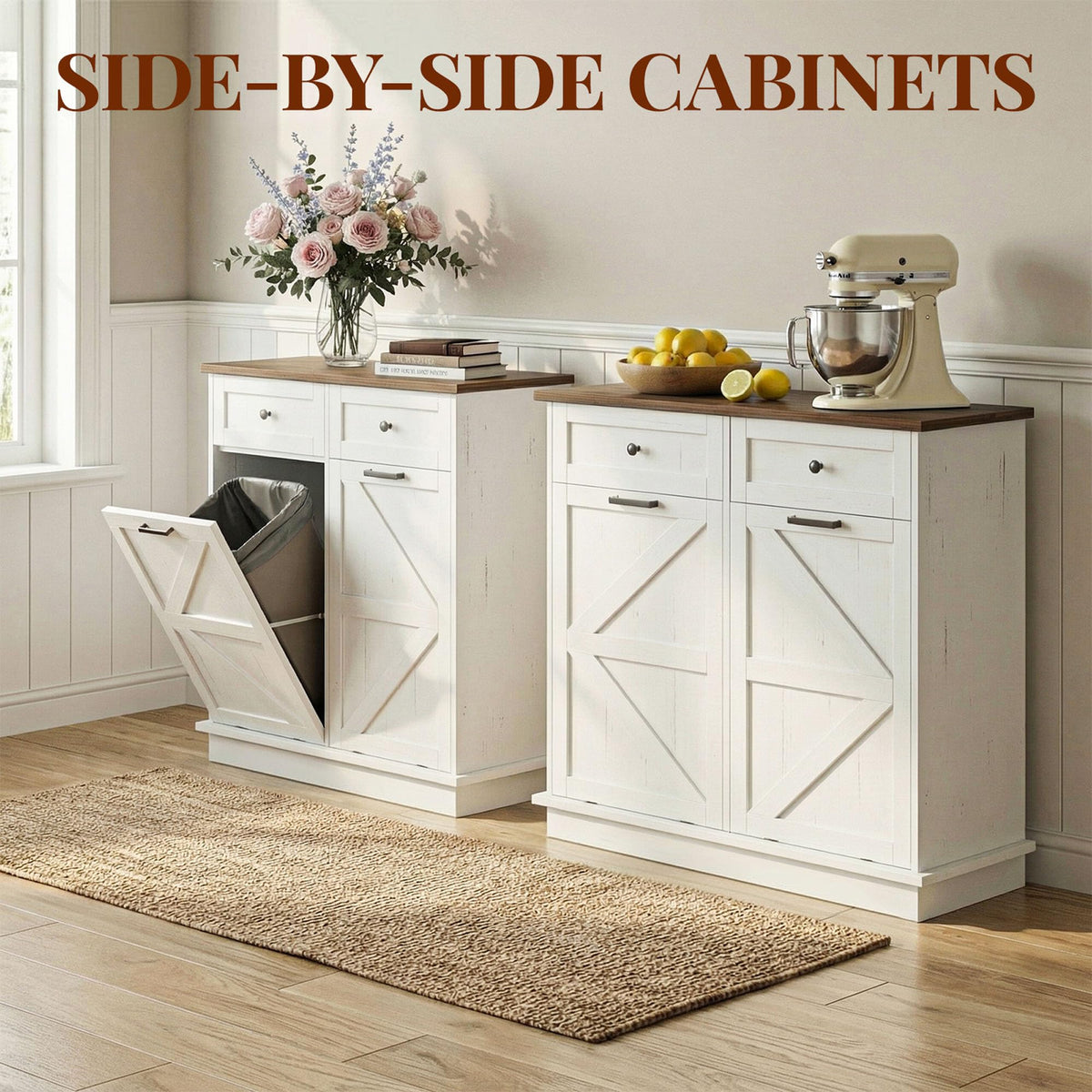 10 Gallon Double Tilt Out Trash Can Cabinet A9093