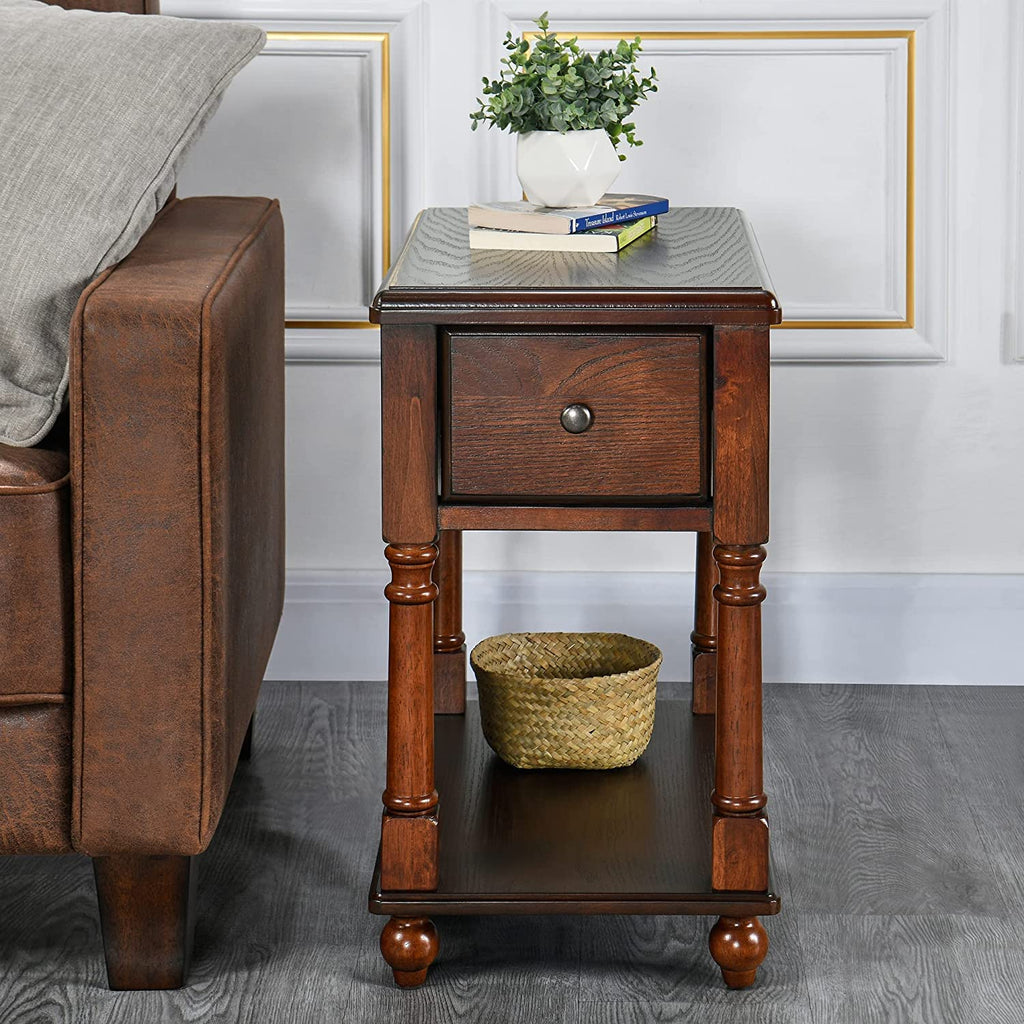 Narrow Wood End Table with Drawer R78930