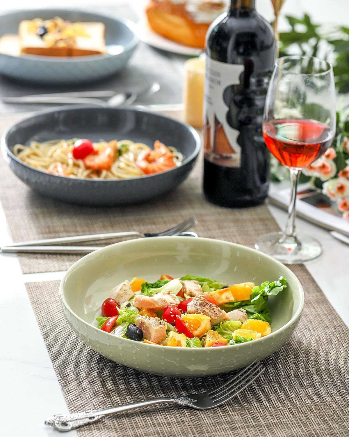 9.1'' 42 OZ Ceramic Pasta Bowls Set of 4 N621