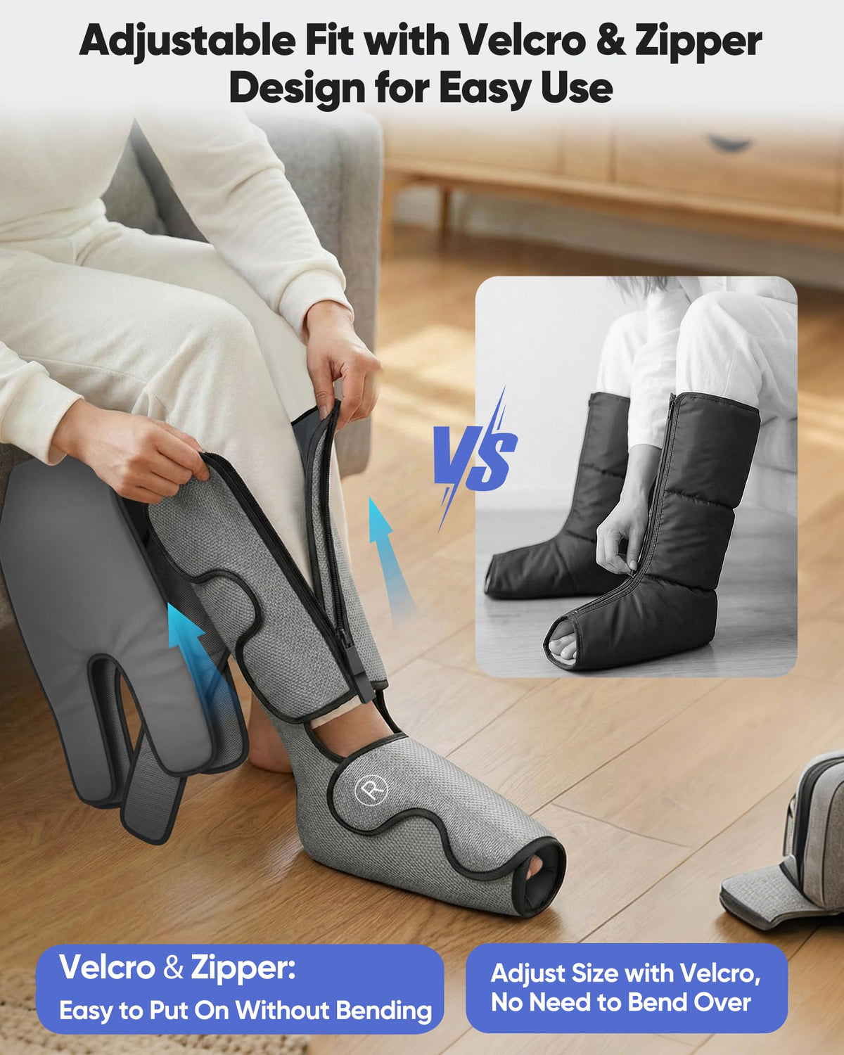 Air Compression Leg Massager with Heat, 9 Intensity, 4 Modes, 3 Heating A324
