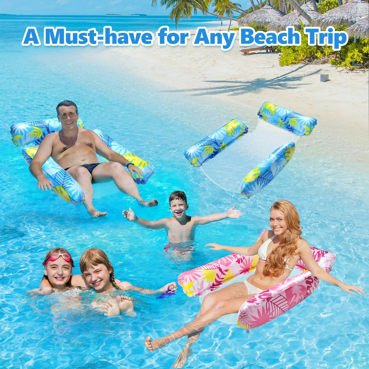 2 Pack Inflatable Pool Floats with Drink Holders and Air Pump E956