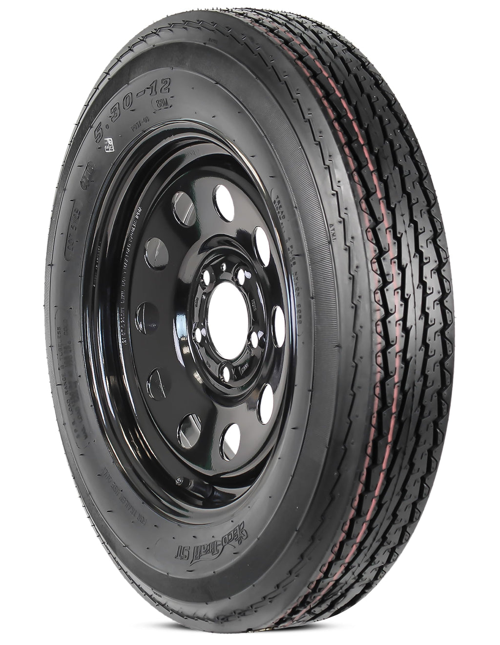 2-Pack Trailer Tire Rim Assembly 5.30-12 5 Lug Black E254930