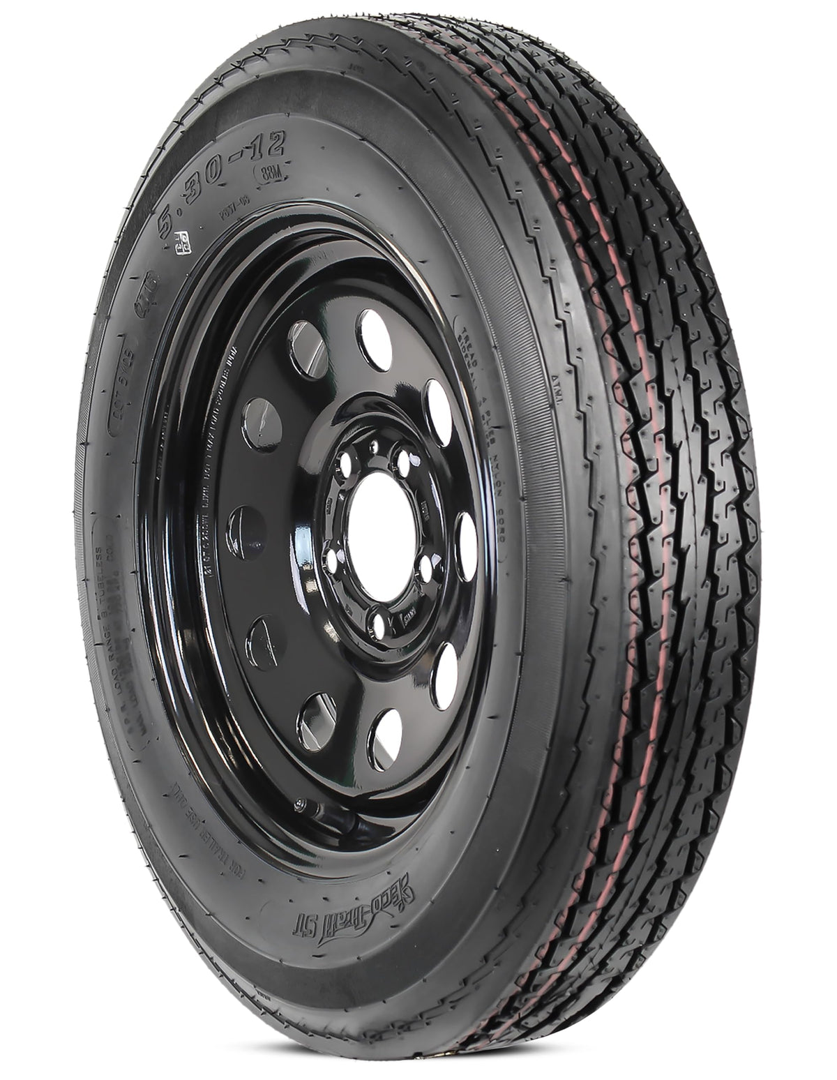 2-Pack Trailer Tire Rim Assembly 5.30-12 5 Lug Black E254930