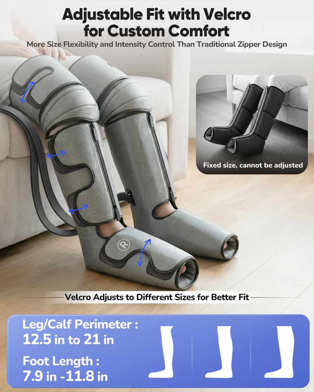 Air Compression Leg Massager with Heat, 9 Intensity, 4 Modes, 3 Heating A324