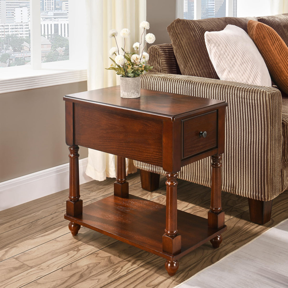 Narrow Wood End Table with Drawer R78930