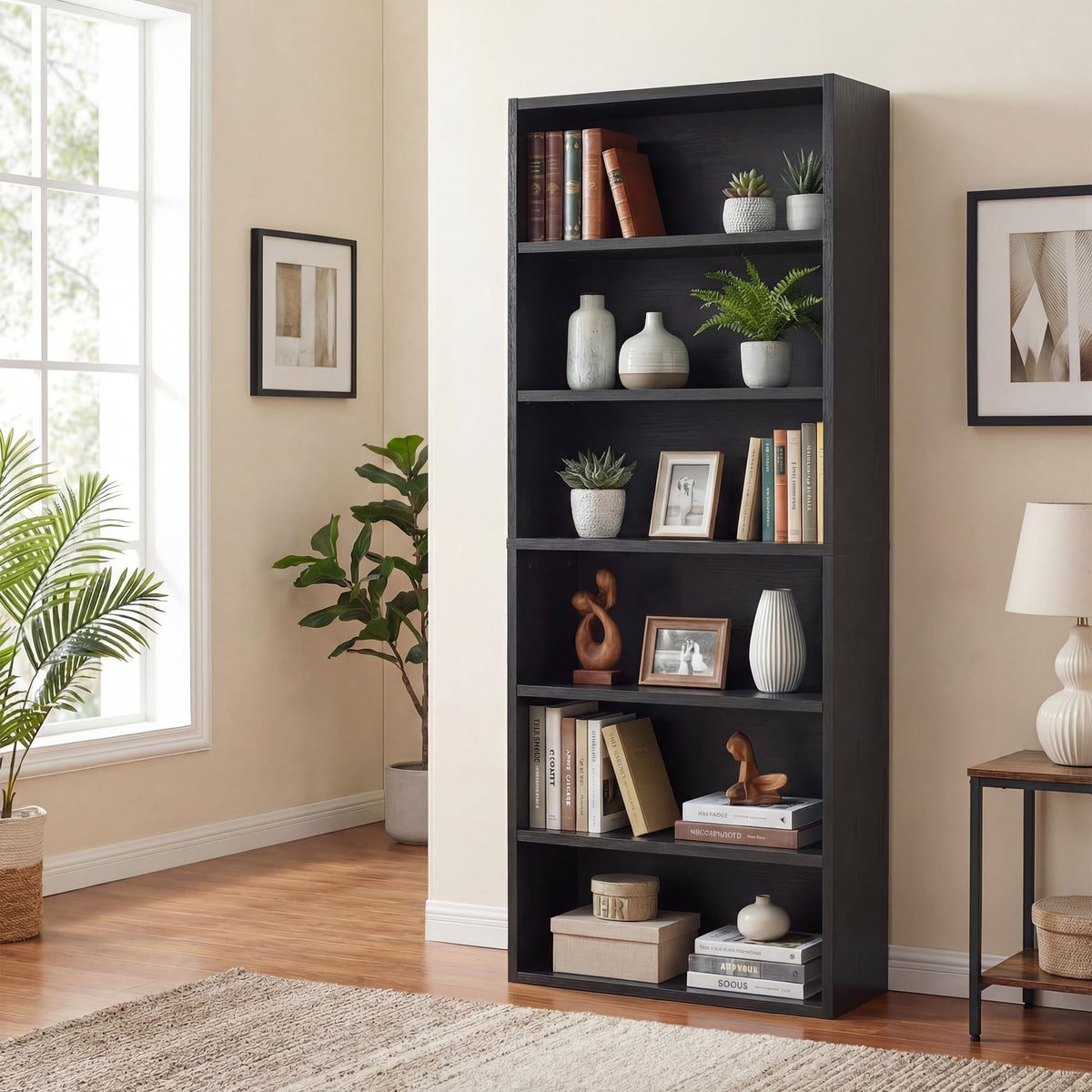 Black 6 Tier Adjustable Bookshelf F93894