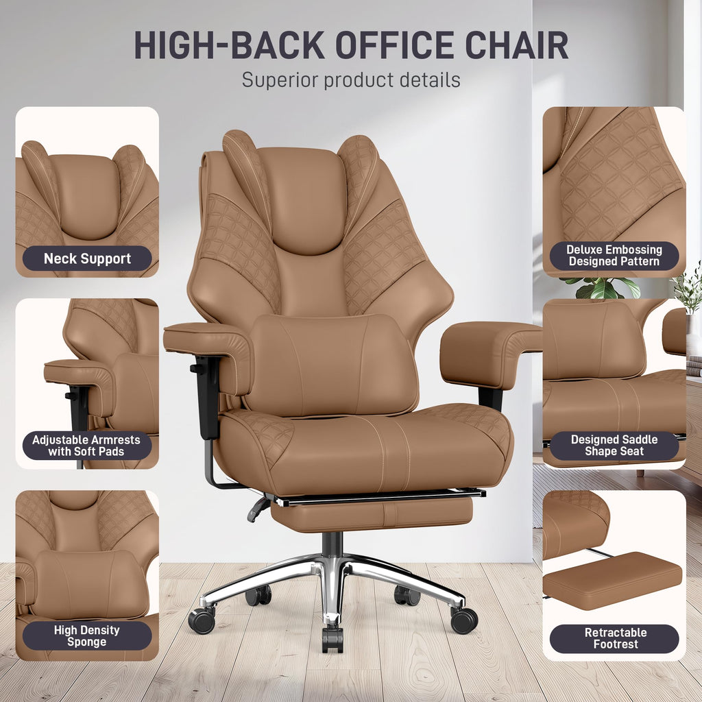 Big and Tall Executive Office Chair with Footrest and Lumbar Support N783779