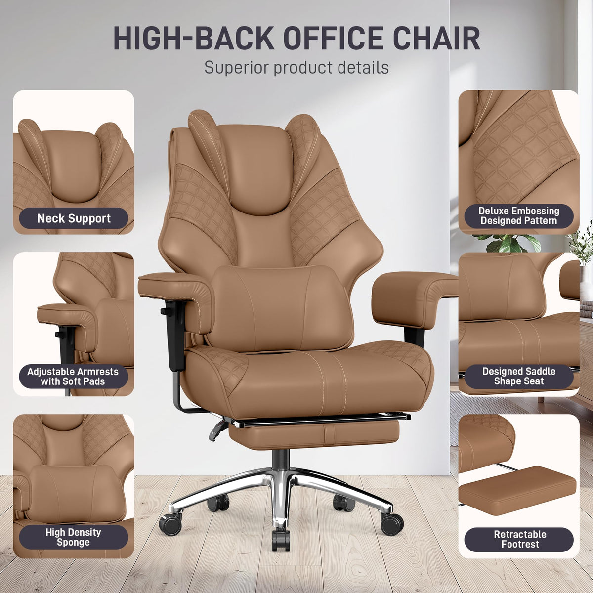 Big and Tall Executive Office Chair with Footrest and Lumbar Support N783779