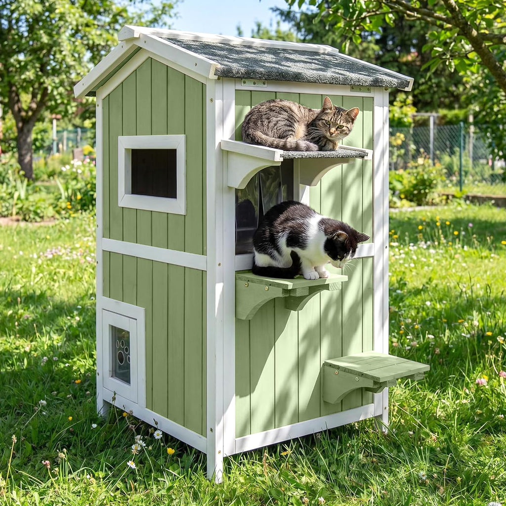 Weatherproof Wooden Outdoor Cat House G28258