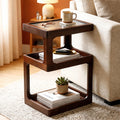 Solid Wood 3 Tier Brown Side Table O662583