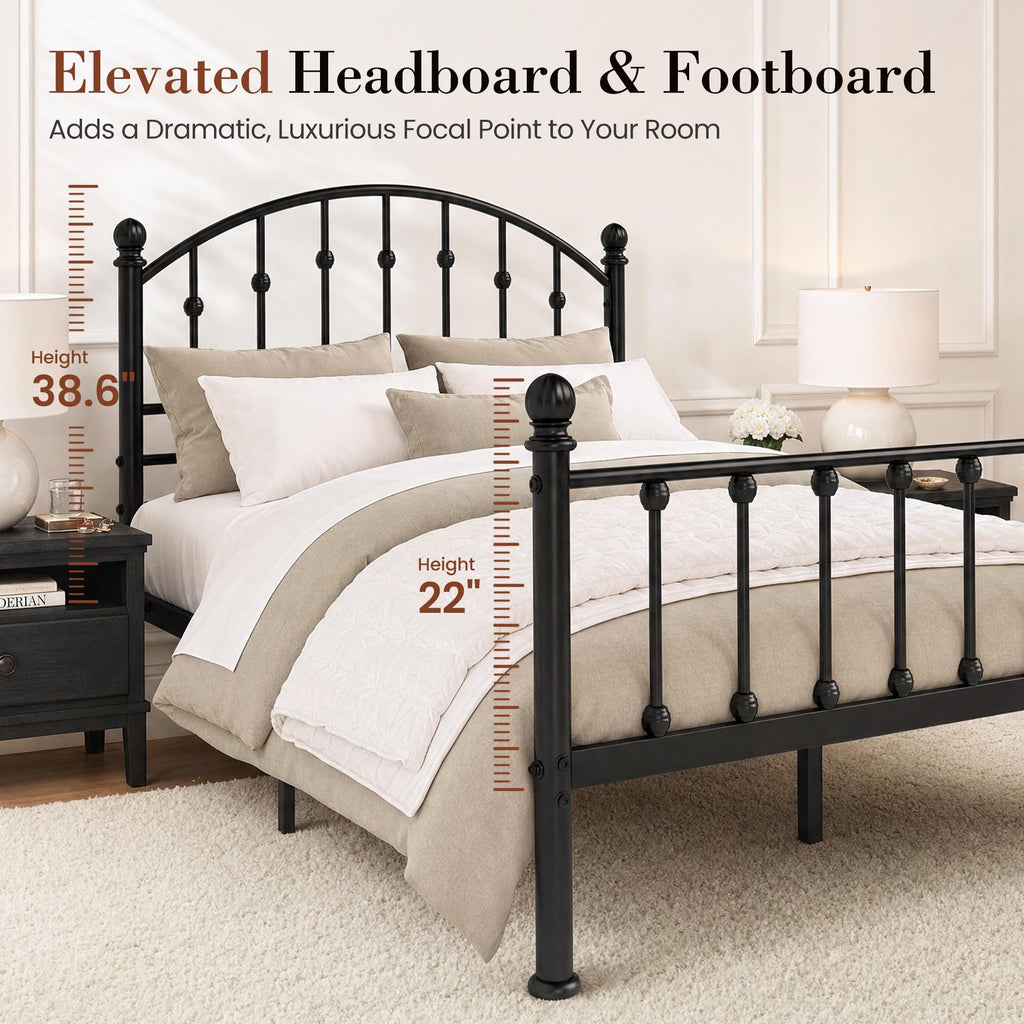 Full Size Metal Bed Frame with Tall Headboard O2078