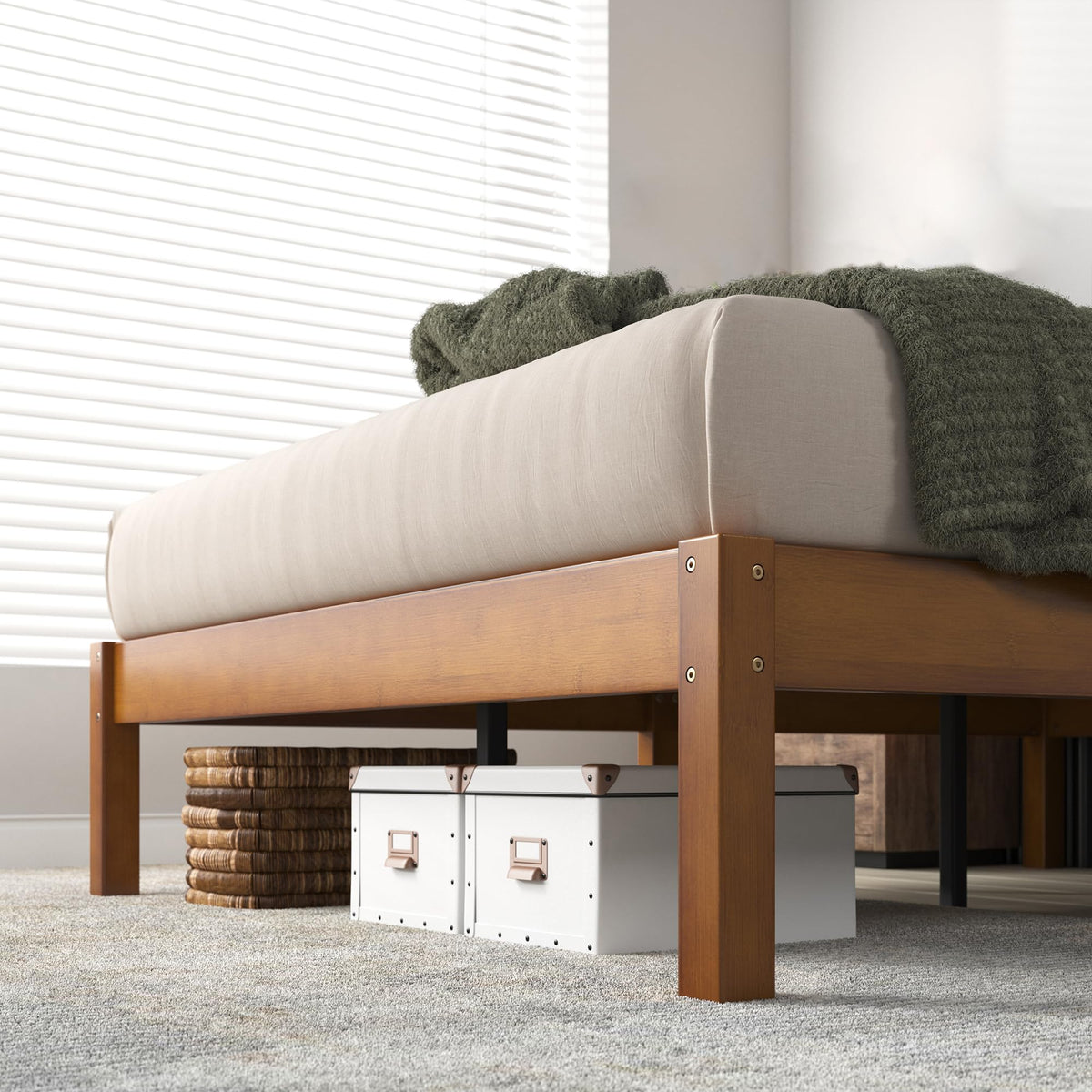 14 Inch Bamboo Platform Bed Frame, Queen Y7010