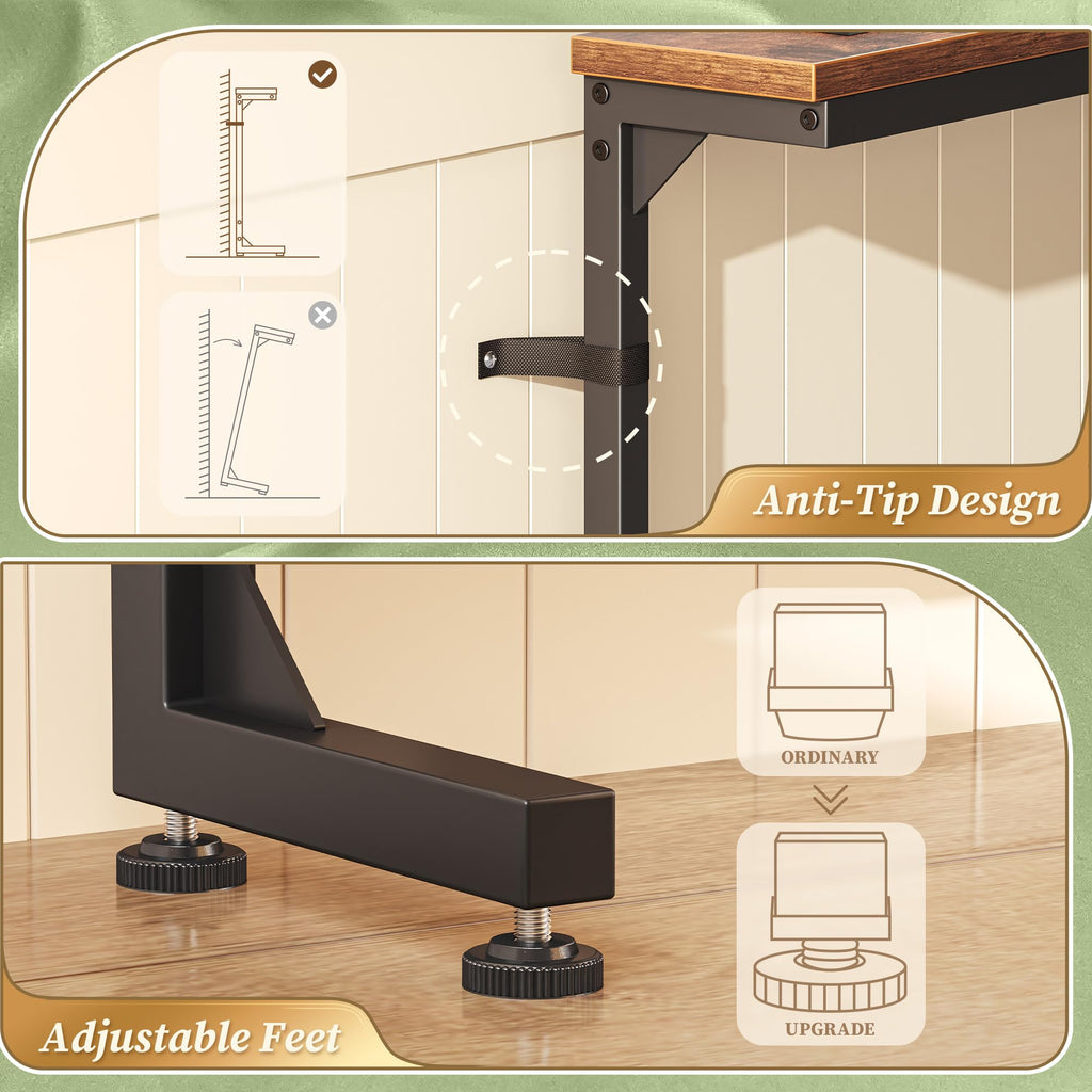 Extendable Behind Couch Table with Outlets D264