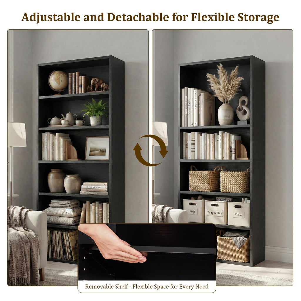 Black 6 Tier Adjustable Bookshelf F93894