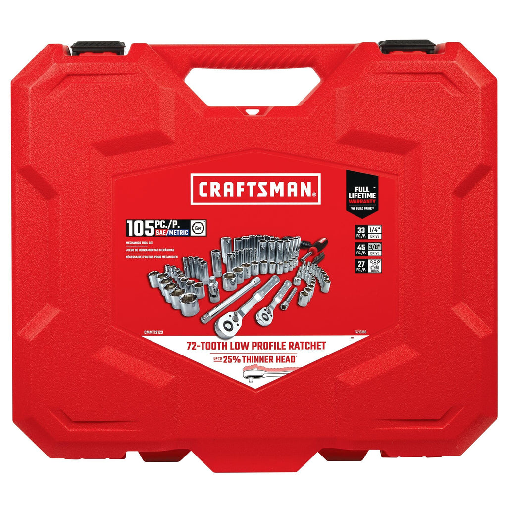105 Pcs Standard and Metric Mechanics Tool Set with Case Q285